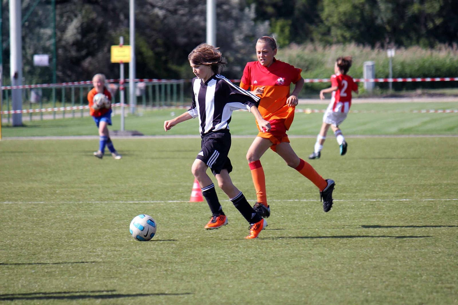Youth players at a soccer tournament