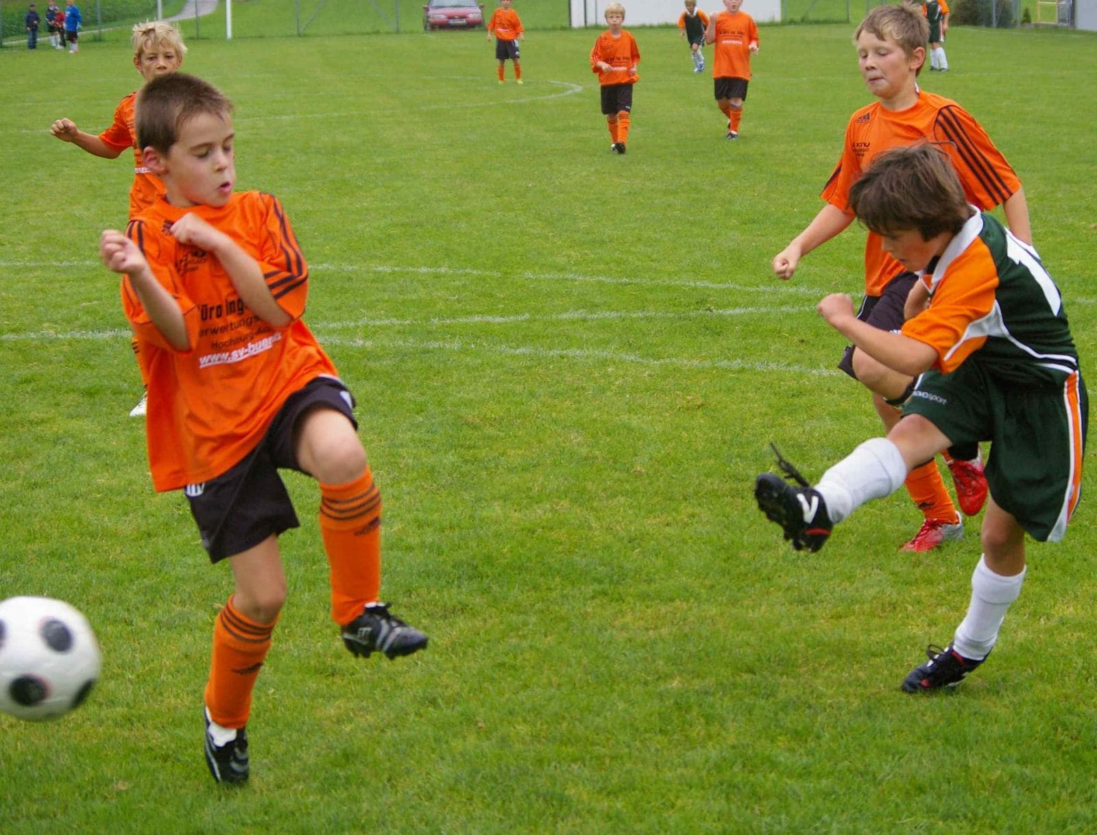 Youth footballers during training