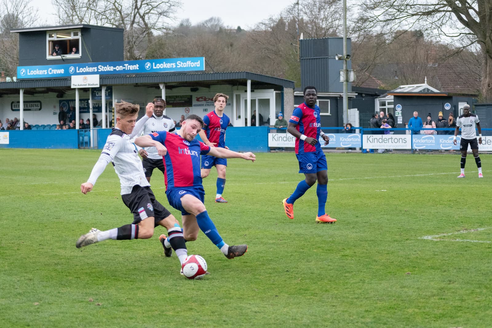 Kidsgrove Athletic vs Mossley non‑league match action with players and ball