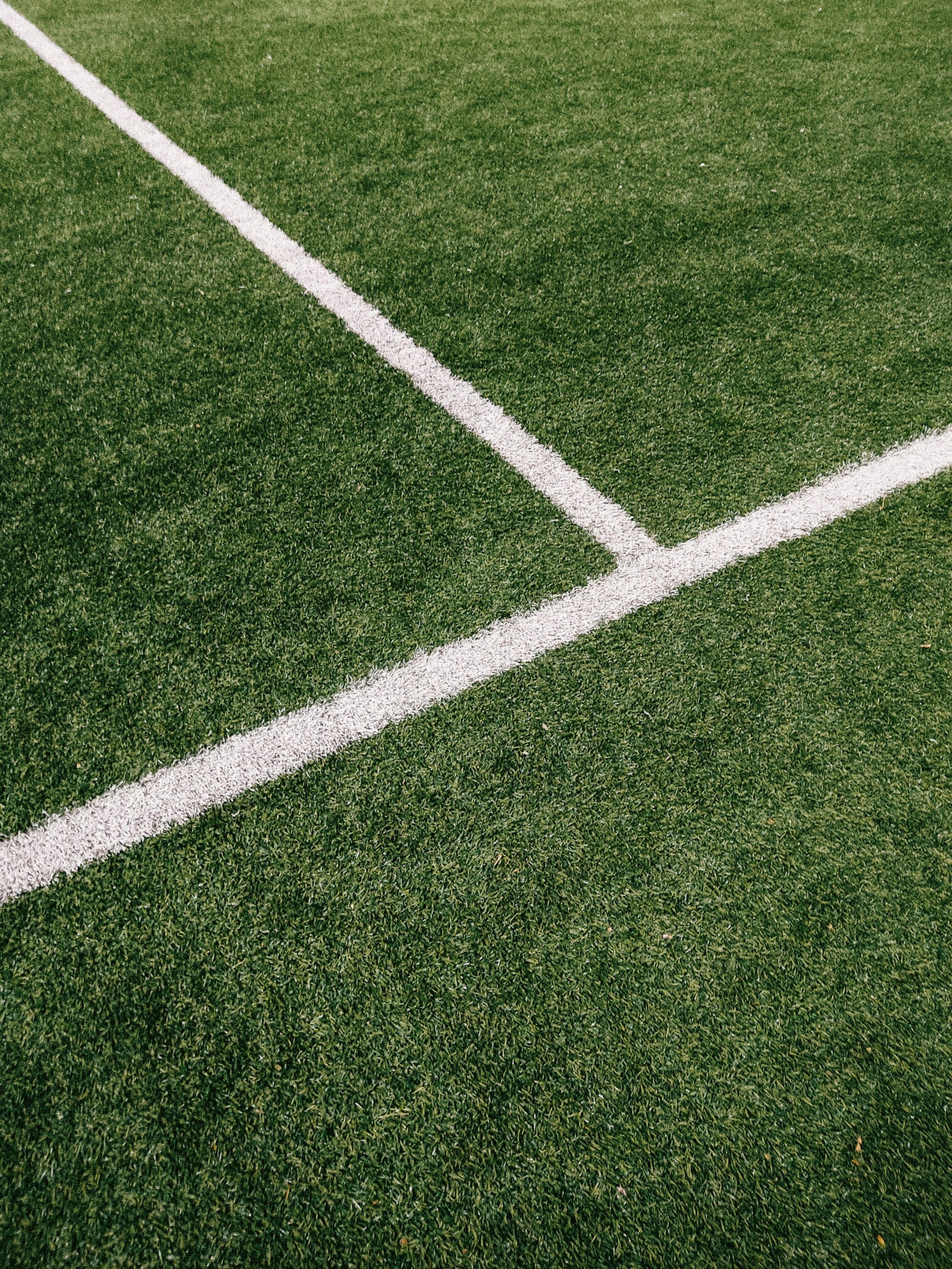Close-up of white line on a football pitch