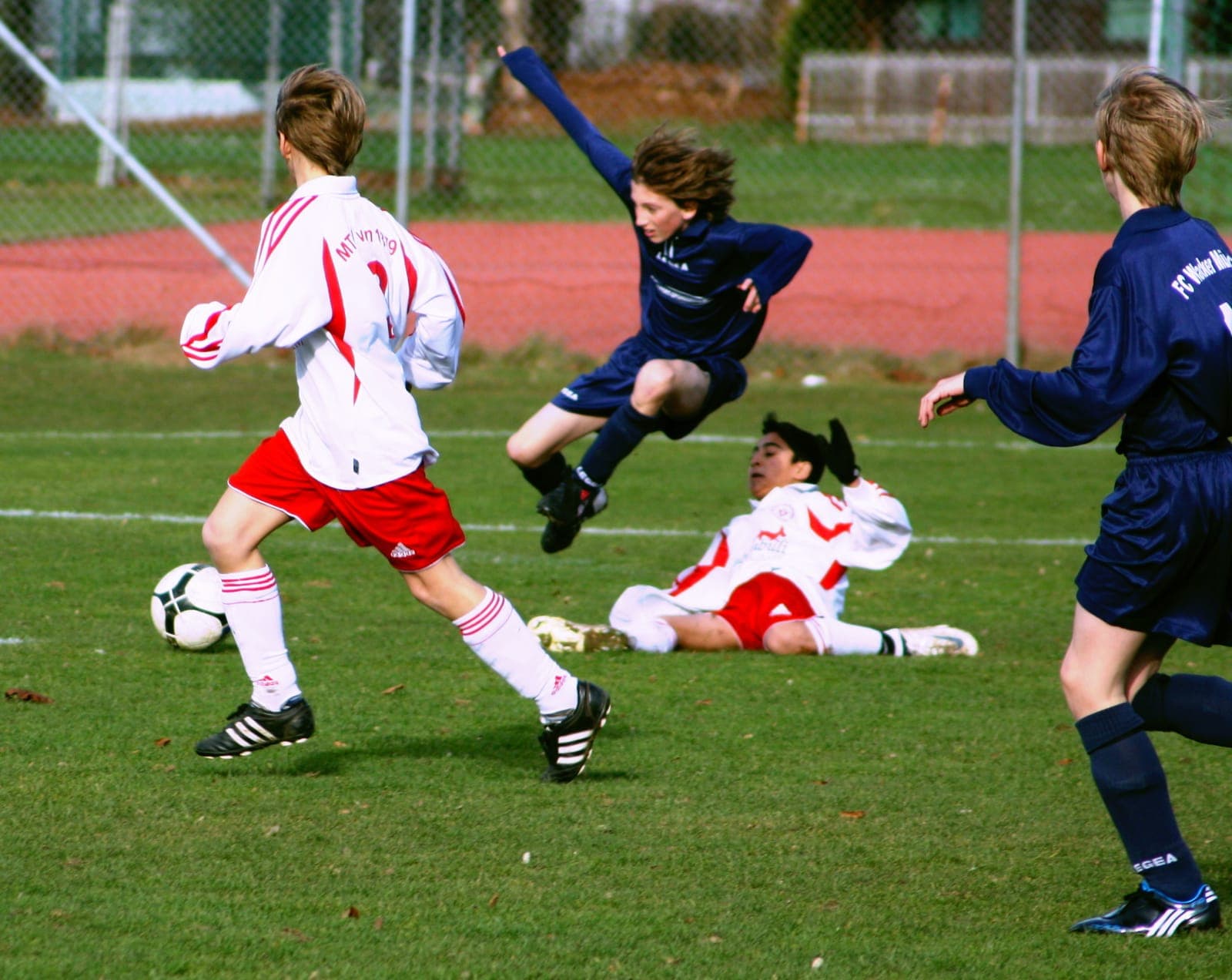 German youth football match — ball in play